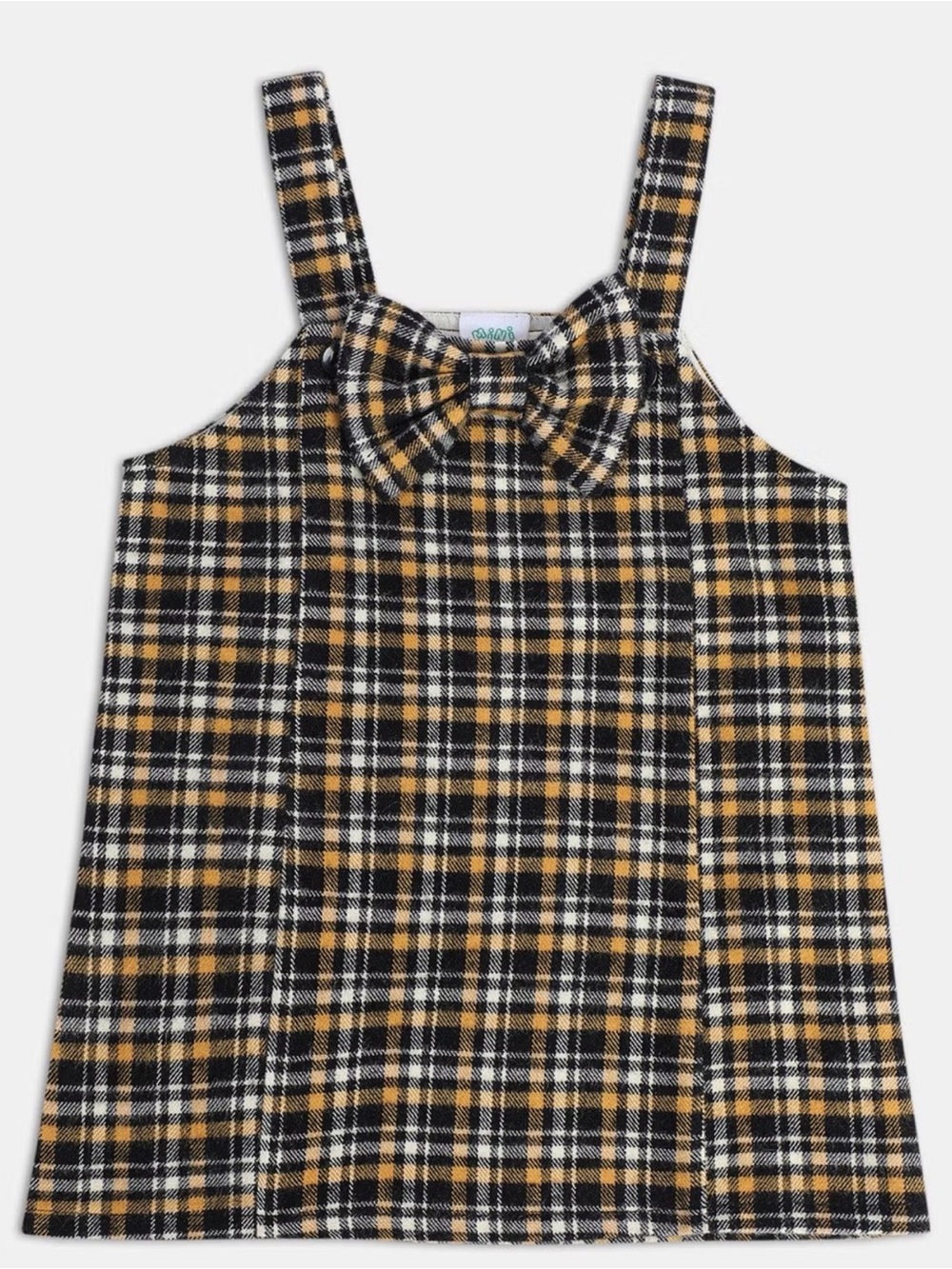 Mini Klub Baby Girls Plaid Sleeveless Dress with Bow Black & Yellow 18-24m